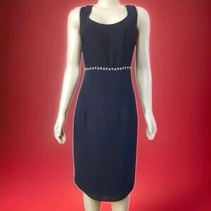 After Dark Vintage Size 15/16 Navy W Rhinestone Women's Dress #W2